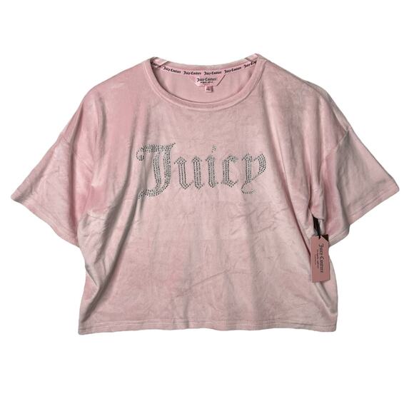 Juicy Couture Other - Juicy Couture Velour Bling Sequin Short Sleeve Sleep Pajama Top NWT Pink Large